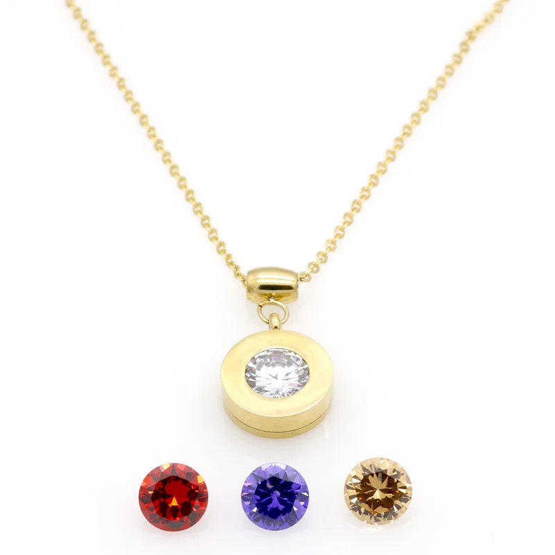 

Женское Ожерелье из нержавеющей стали, ожерелье с подвеской из 4 камней золотого цвета с кристаллами