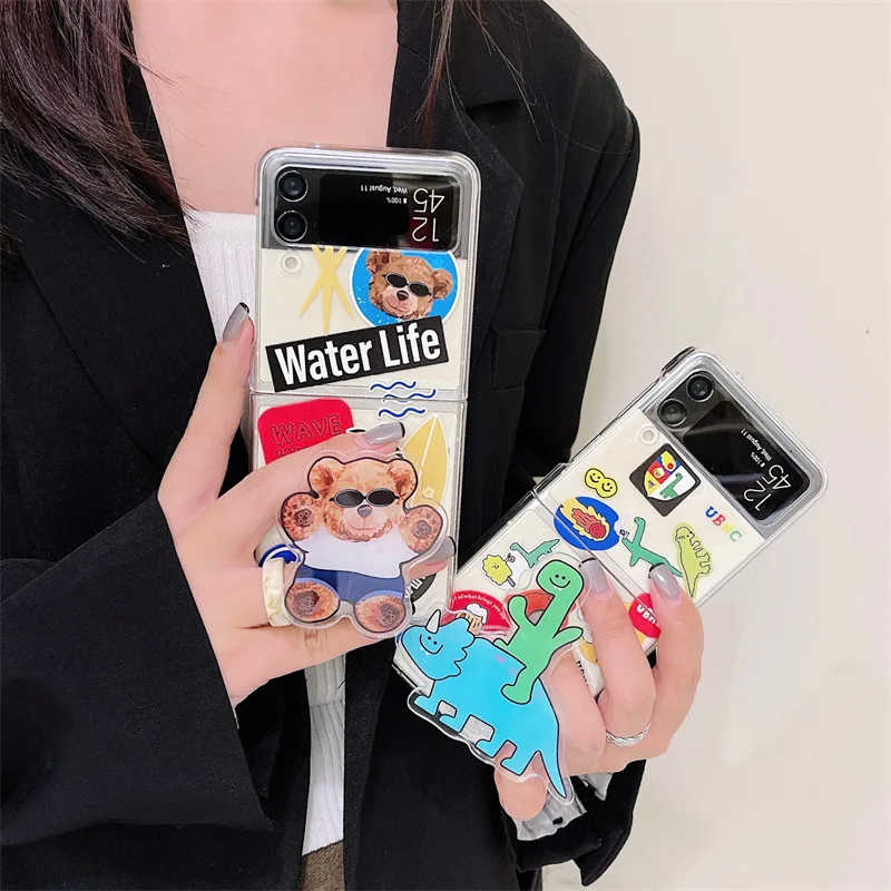

Cartoon Graffiti Tags Phone Stand Case for Samsung Galaxy Z Flip 3 5G Hard PC Back Cover for ZFlip3 Case Protective Shell