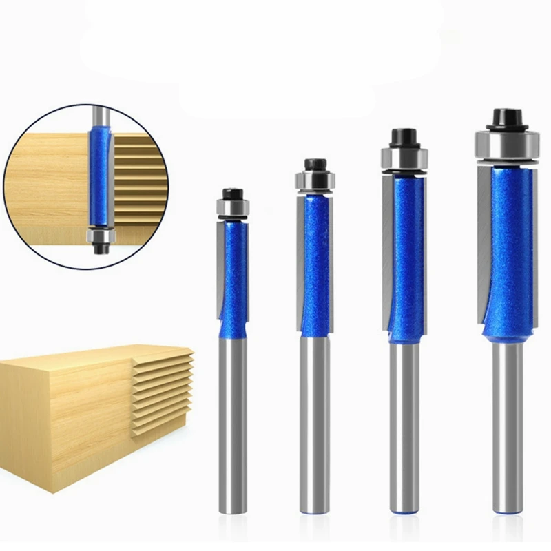 

1pc 6mm 1/4inch Shank Trim Router Bit with Bearing for Wood Template Pattern Bit Tungsten Carbide Milling Cutter for Woodworking