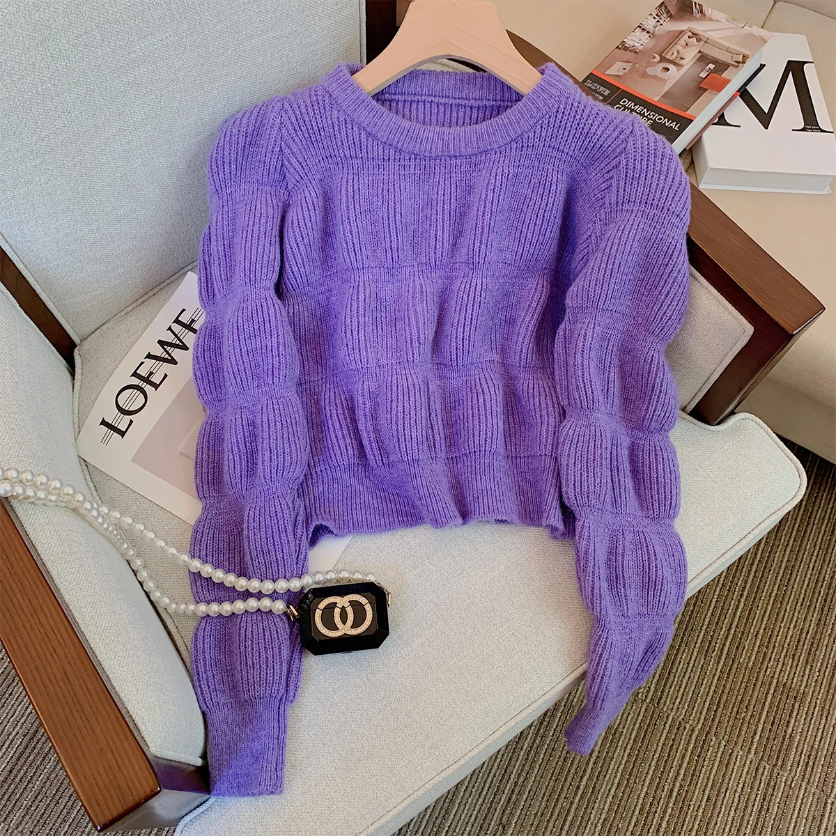 

Женский пуловер свободного покроя, вязаный пуловер, однотонный Пушистый свитер для осени и зимы