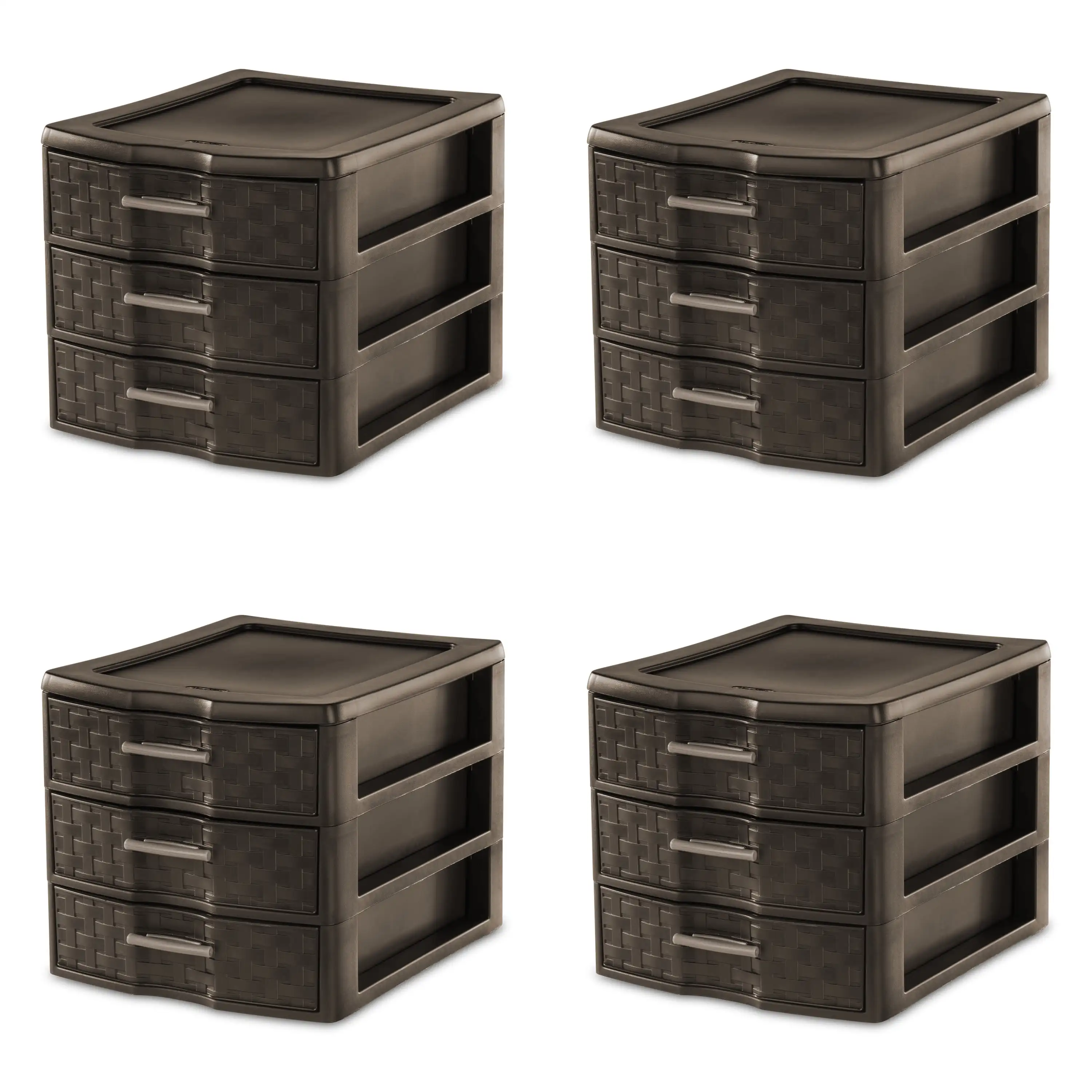 

Sterilite Medium Weave 3 Drawer Unit Plastic, Espresso, Set of 4