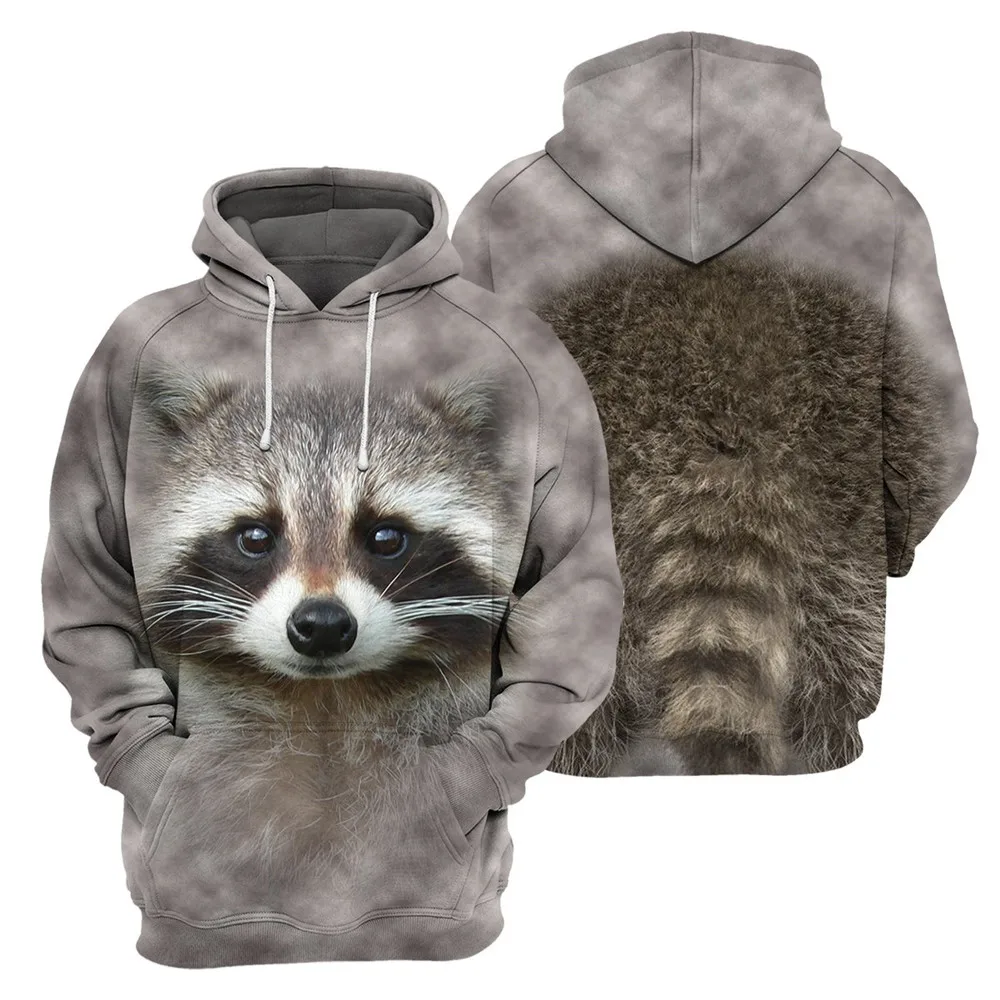 CLOOCL Animals Raccoon Men Hoodies 3D Graphic Front and Back Hoodies Pullover Tops Casual Sweatshirts Harajuku Men Clothing