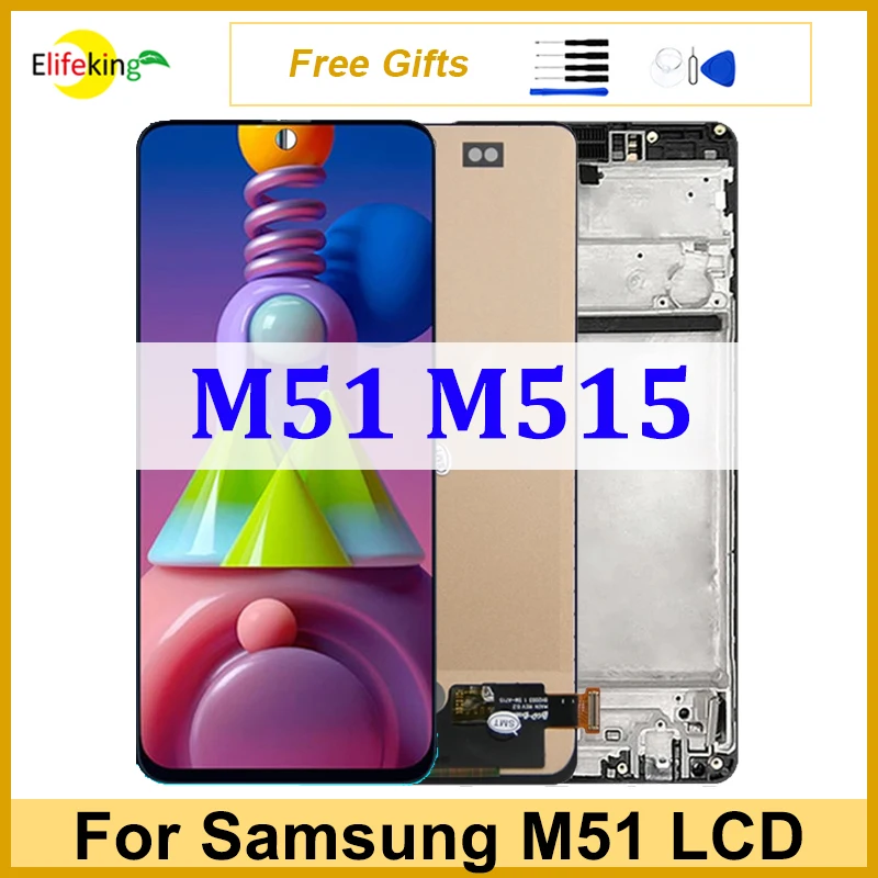 Экран 6,7 'для Samsung Galaxy M51, M515, дисплей, сенсорный экран M515F, M515F/DS, дигитайзер в сборе, замена, ремонт мобильный телефон