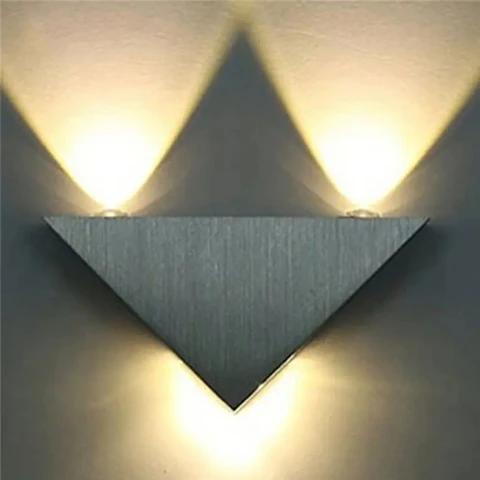 Алюминиевая треугольная стильная настенная лампа, 3 Вт, искусственная стена, искусственная стена для дискотеки, ресторана, бара, кафе, домашний декор