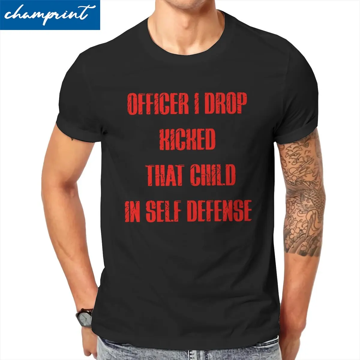

Men T-Shirt I Drop Kicked That Child in Self Defense Cotton Tees Short Sleeve Technoblade T Shirts Crew Neck Clothing Printed