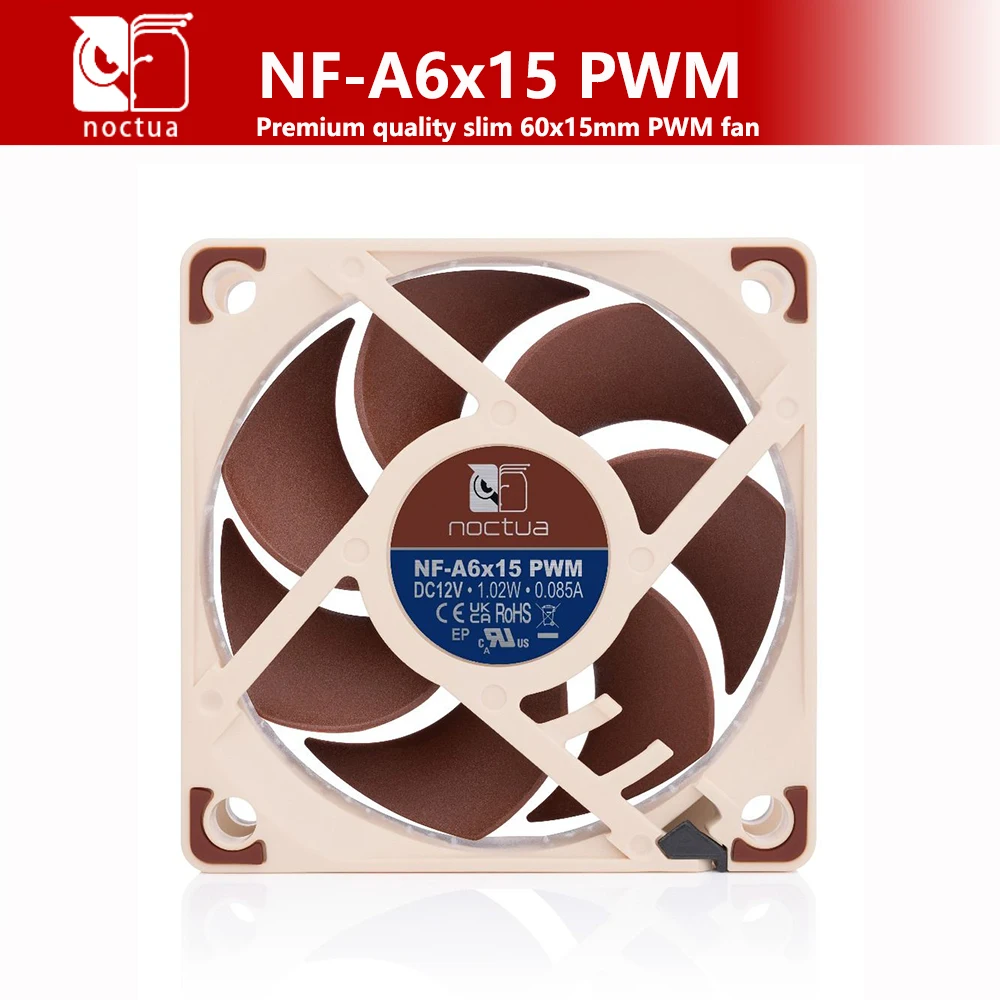 Noctua NF-A6x15PWM FLX Премиум-качество Тонкий 60x15 мм Вентилятор 12 В5 В Тонкий 43 контакта Тихий корпус Процессор Бесшумный радиатор Подшипник кулера SS02 (art.: 3920d20496fa8) - 3920d20496fa8