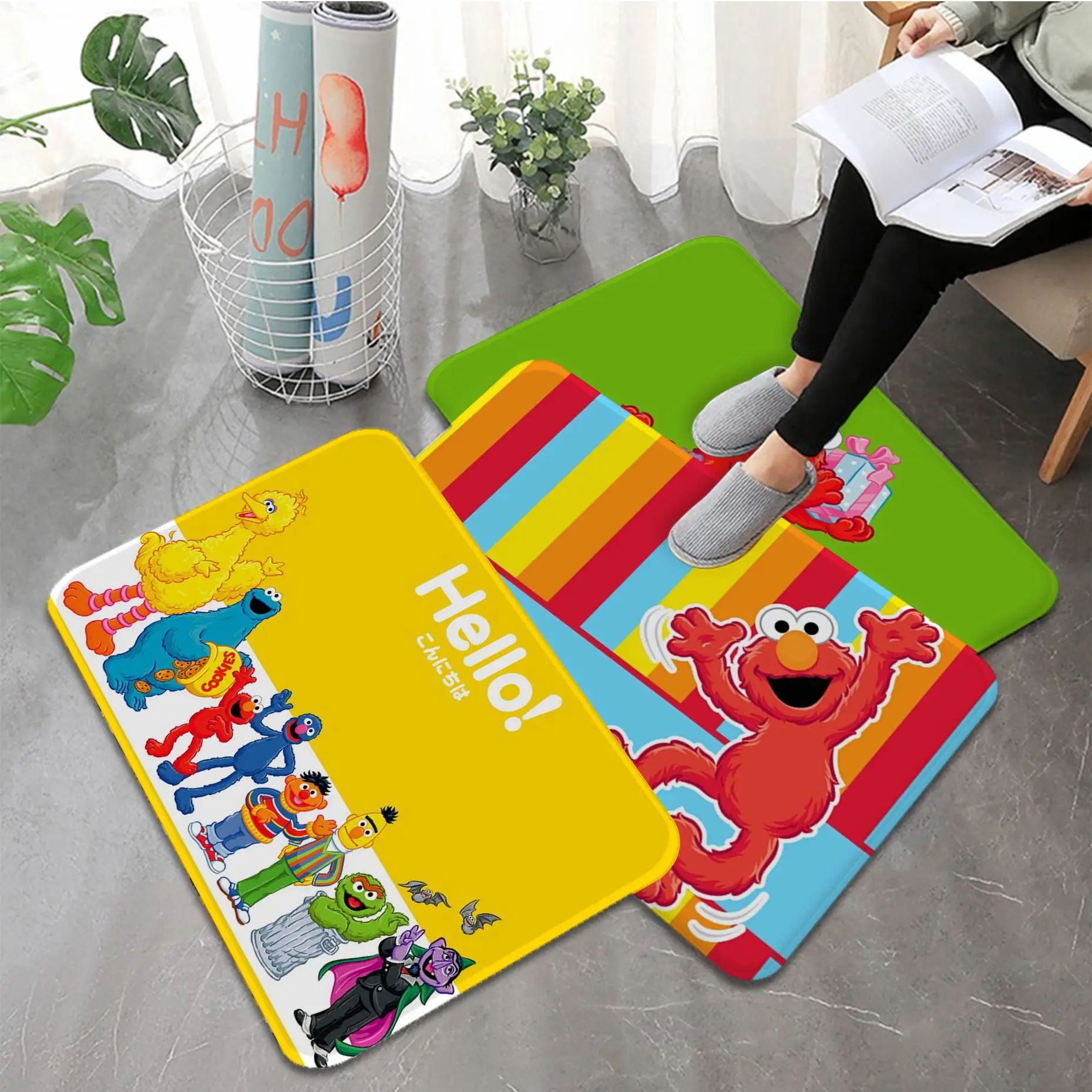 

Sesame Street Room Mats Anti-slip Absorb Water Long Strip Cushion Bedroon Mat Alfombra