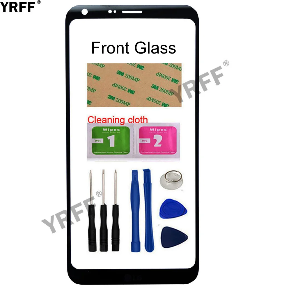 

Переднее стекло YRFF для мобильного телефона LG Q6 M700 M700AM M700A, переднее стекло (без сенсорного экрана, дигитайзер, панель), внешнее стекло