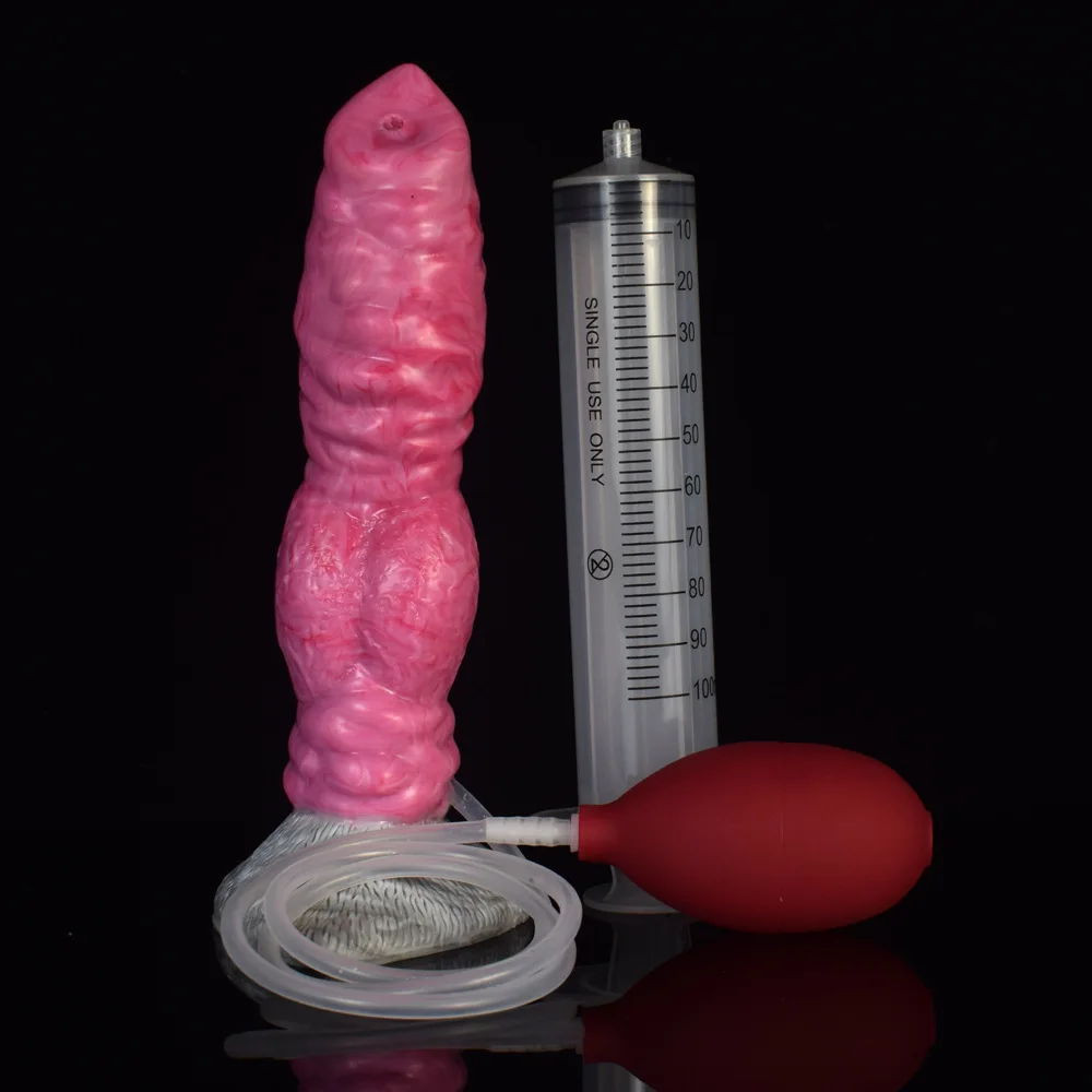 8 Inch Animal Wolf Dog Knot Dildo Squirting Function Silicon