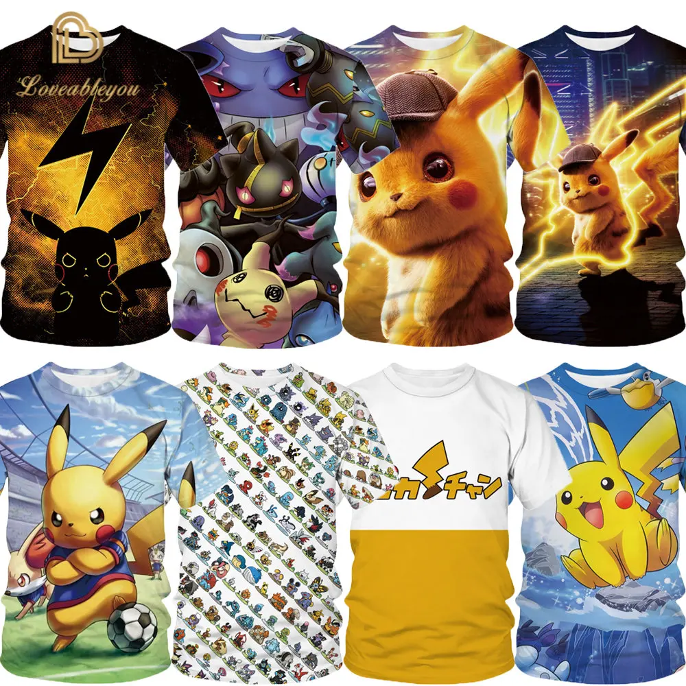 

Fashion Lovely Pokemon T Shirt Anime Pika Boy Girl T-Shirts Pikachu Boy O-neck Cotton Short Sleeve Tees Top