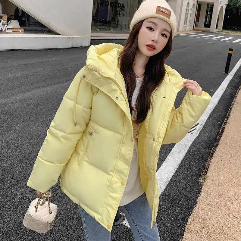 Winter Mid-length Hooded Jackets Outwear Coat Women Warm Parka Thicken Outwear Casual Jackets Cotton Padded Windbreaker S44