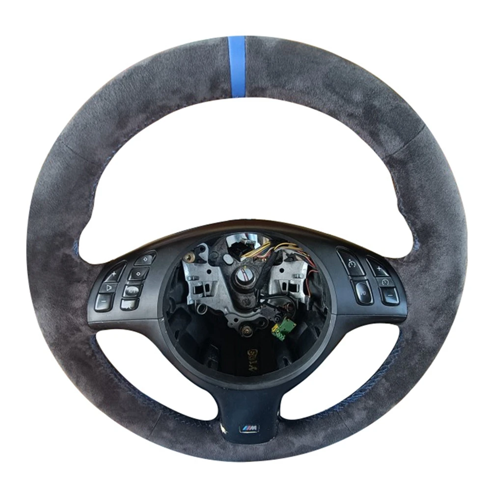 

Braid Car Steering Wheel Cover Wrap Hand Sewing Anti-Slip Suede Leather For BMW M Sport E46 330i 330Ci E39 M3 M5 540i 525i 530i