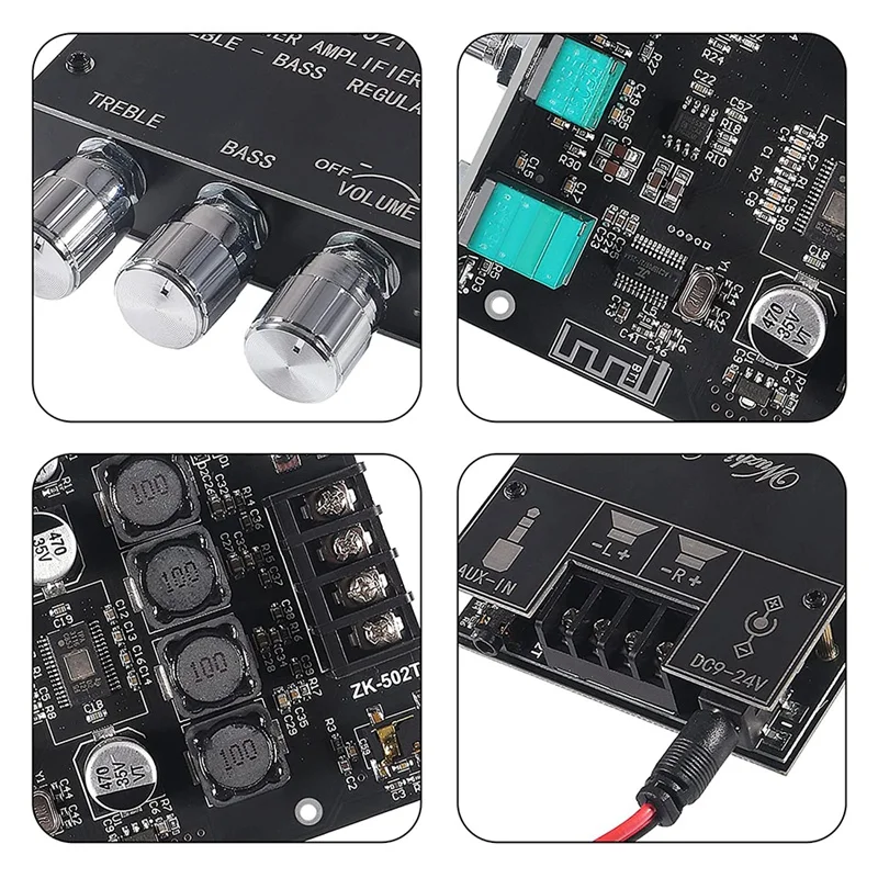 Плата аудиоусилителя ZK-502T Bluetooth 5 0 50 Вт + 2 канала AUX BT модуль стереоусилителя DC12-24V