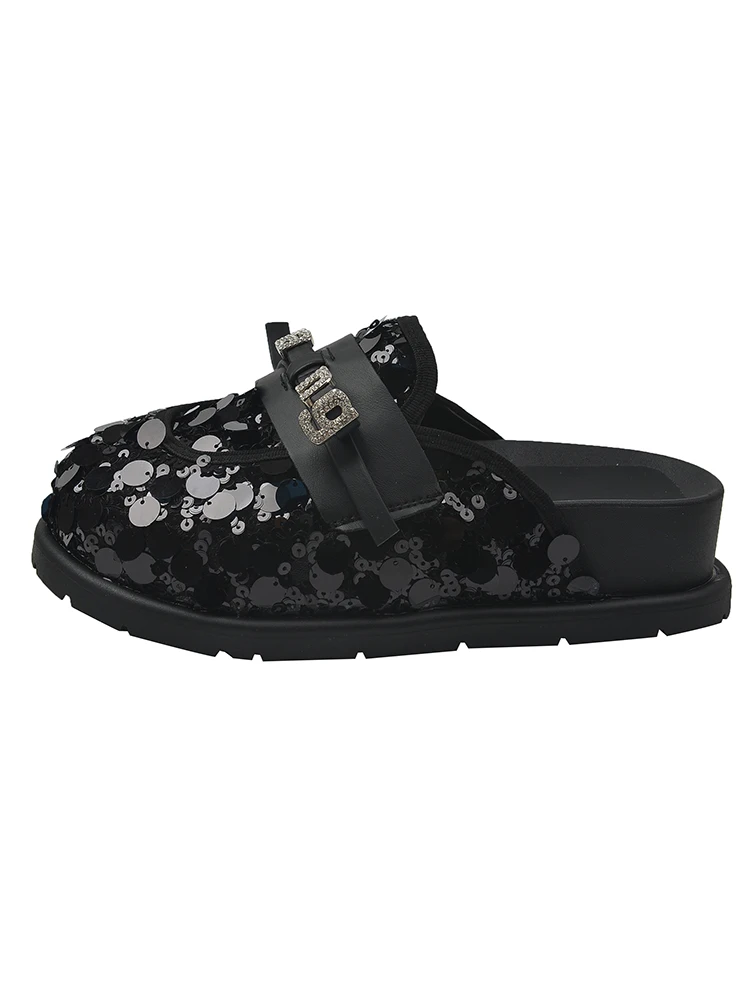 Мюли женские 2024 туфли лоферы дамские тапочки закрытый носок мягкая обувь на