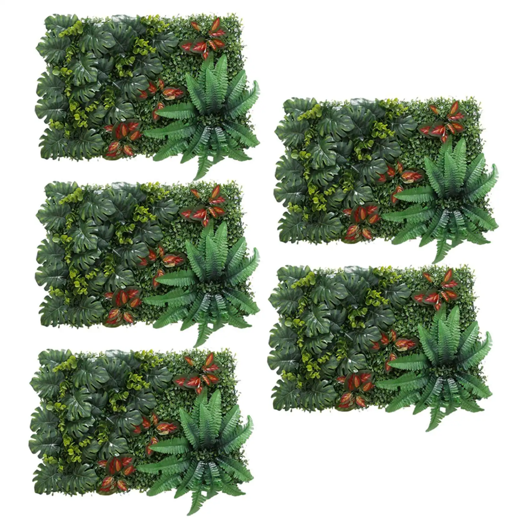 

5X Artificial Grass DIY Miniature Lawn Garden Ornament Red Leaves