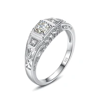 luxury 4 5mm round cut moissanite diamond ring womens wedding engagement certified leaf filigree silver 925 jewelry