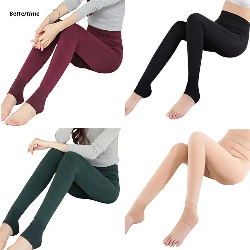 

B36D Women's Elastic Winter Velvet Warm Leggings Pants Fleece Lined Thick Tights