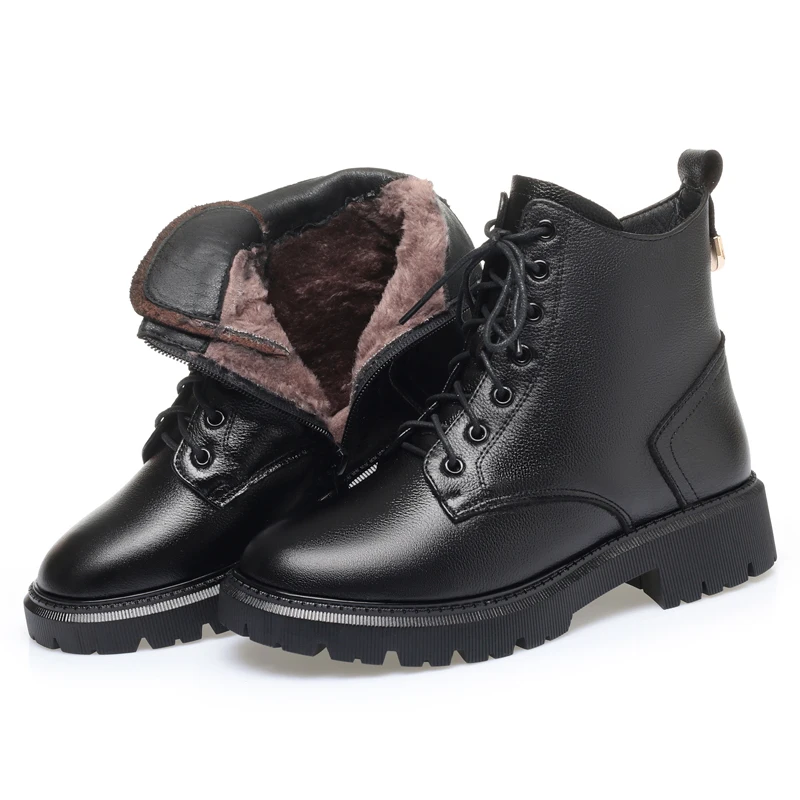 AIYUQI Women's Winter Boots Large Size 2023 New Genuine Leather Non-slip Women's Snow Boots Natural Wool Warm Women's Ankle Boot