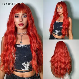 Image for LOUIS FERRE Long Orange Red Wave Hair Wigs With Ba 