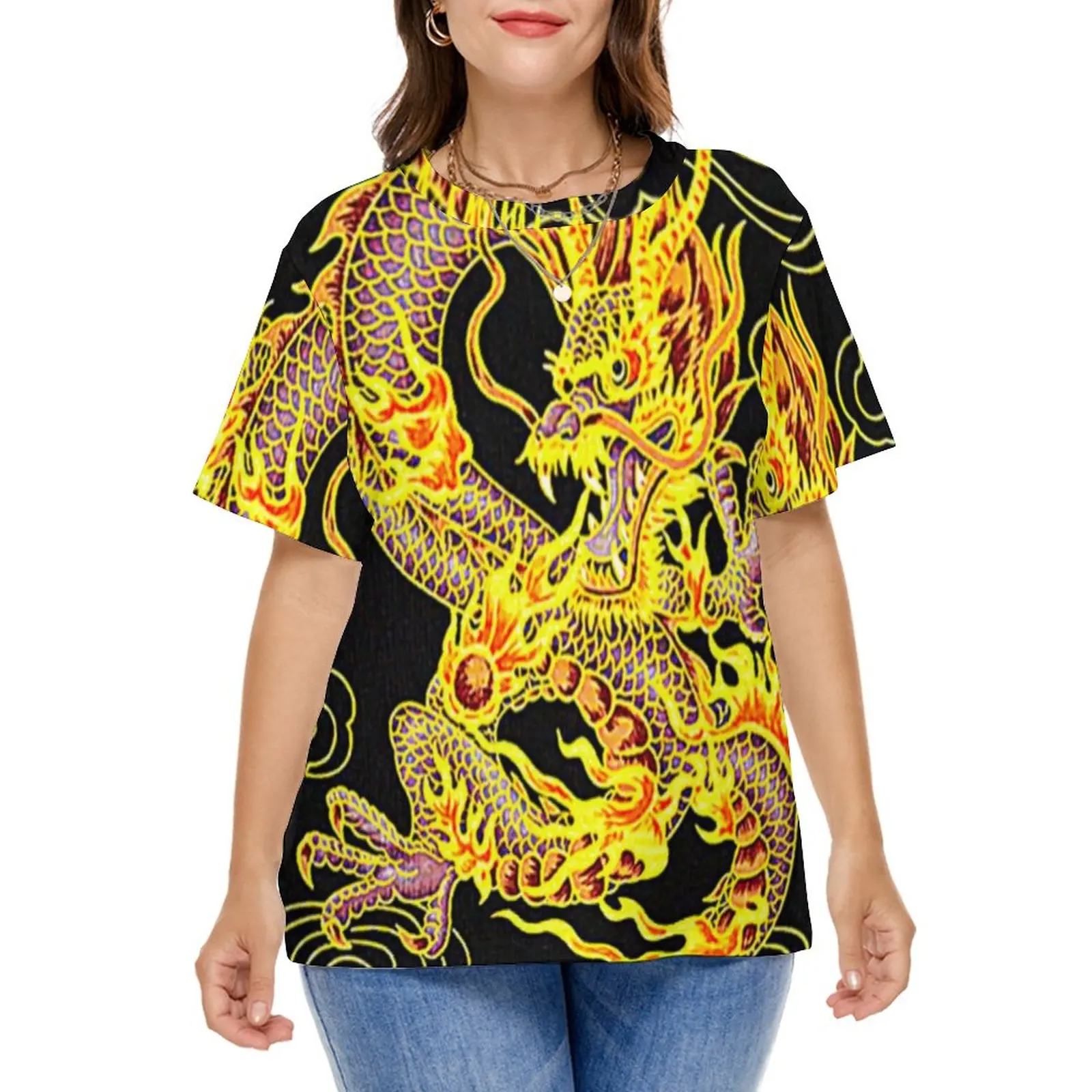 Popular Chinese Dragon T-Shirt Neo Art Print Trendy T-Shirts Short Sleeve Trendy Tshirt Sexy Print Clothing Plus Size 5XL 6XL
