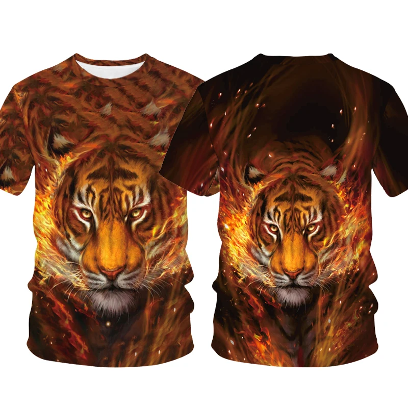 

Tiger Theme 3d Printed T Shirts for Men Anime Men's Tshirt Oversize Short Sleeve Top Tees Animal Cartoon Streetwear Pullover