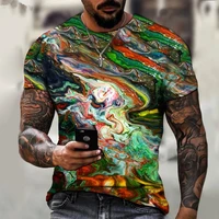 summer retro painting mens t shirt 3d printing fashion sports o neck oversized casual t shirt loose short sleeved t shirt