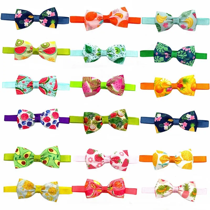 

50/100pcs Mixcolor Pet Dog Bow Tie Summer Pet Supplies Small Dog Puppy Bowties Summer Fruit Style Small Dog Grooming Product