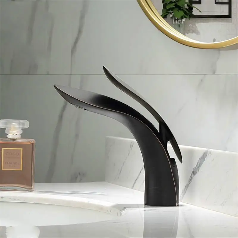 

Basin Faucets Black/Gold Brass Crane Bathroom Faucets Hot and Cold Water Mixer Tap Contemporary Mixer Tap torneira