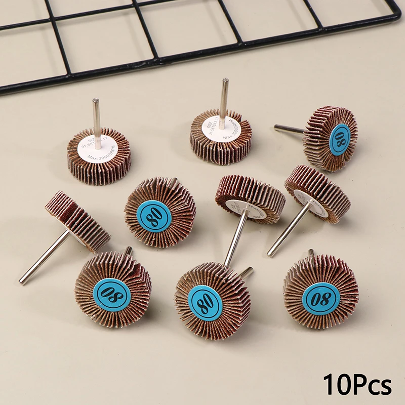 

10 шт., жалюзи, зернистость 80, шлифовальная, наждачная бумага, лепестковые диски, 3,0 мм, хвостовик, полировальный круг для роторных инструментов