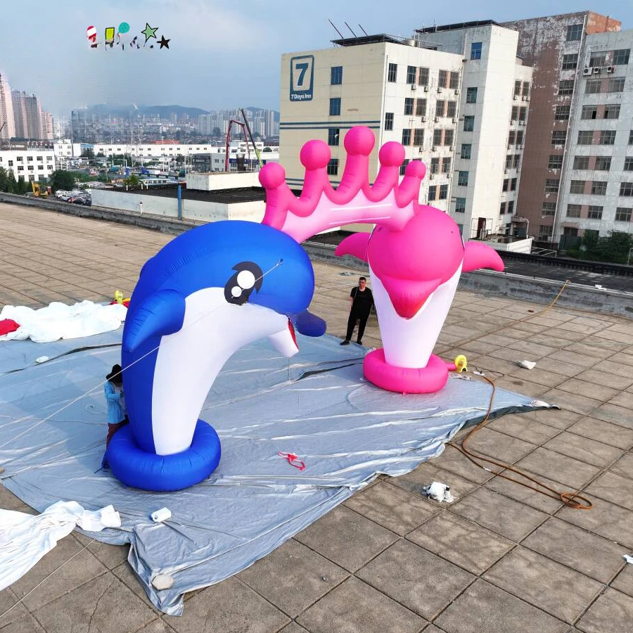 Надувная арка с дельфином в виде короны для вечеринок и продвижения размер 5 м