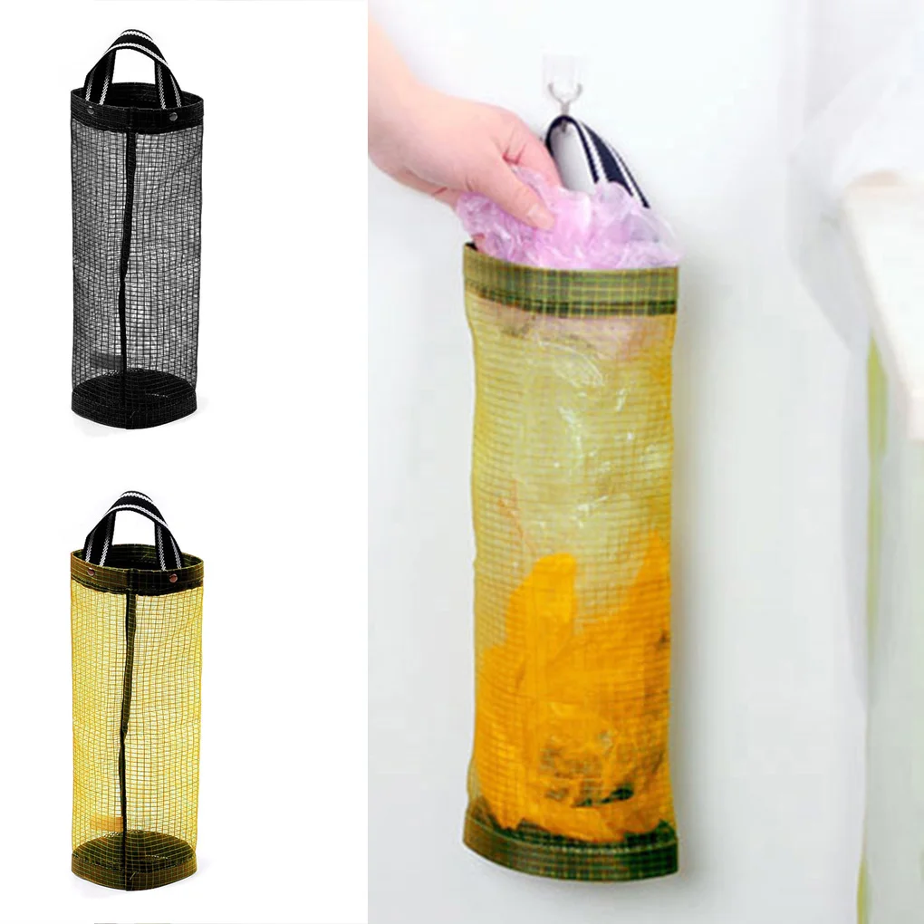 

Plastic Bag Holder Dispenser Hanging Folding Mesh Garbage Bag Organizer Trash Pouch Holder Recycling Containers
