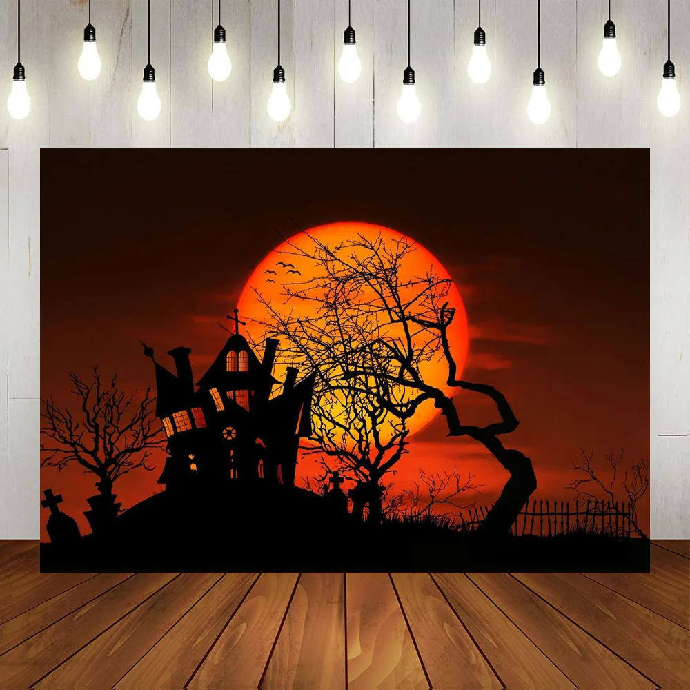 

Счастливый Хэллоуин ужас тема съемки фон реквизит страшное дерево ночь полная фотография