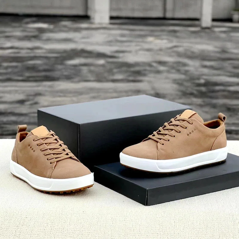 Golf Shoes Men's Leather Material Shock-absorbing Breathable Comfortable Non-slip Studless Men's Shoes Sneakers