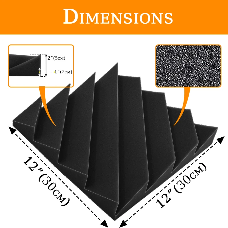 Акустическая пена TOUO 6/12/24/48 шт. звукоизоляция высокая плотность губка с алмазными