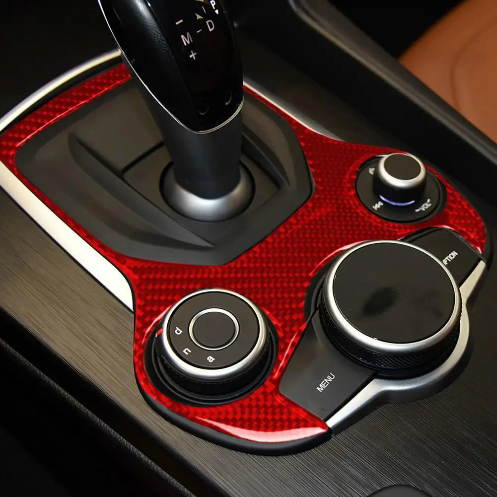 

Gear Shift Panel Trim Carbon Fiber Red Gear Position Panel Cover Sticker for Giulia 17-19 Accessories