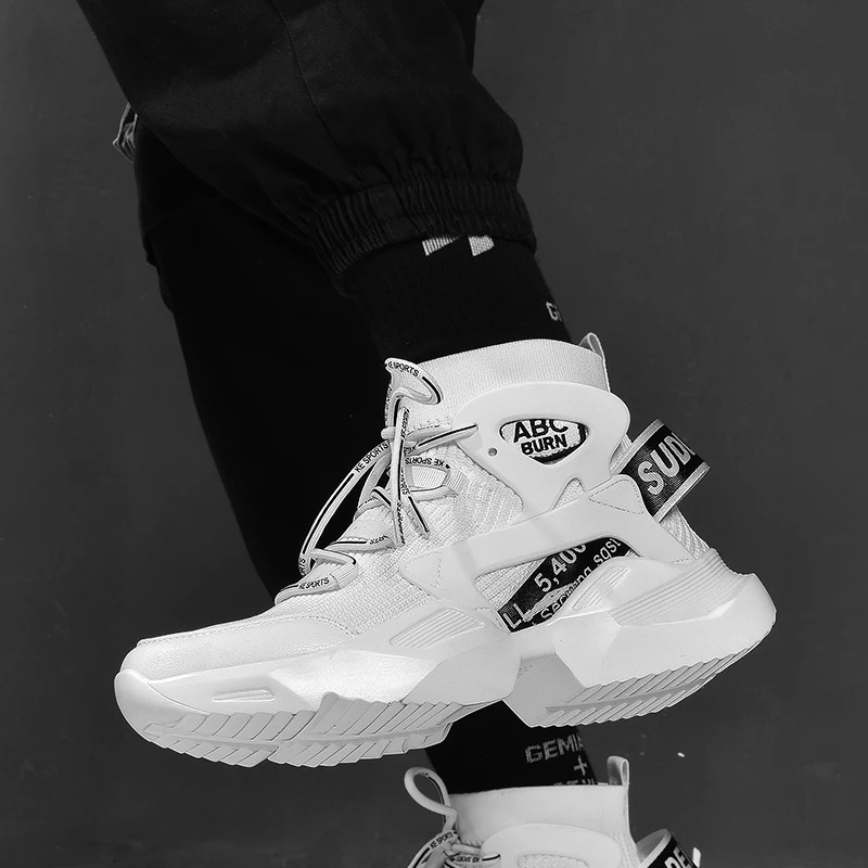 STRONGSHEN Men Running Shoes High-top Socks Chunky Sneakers Athletic Sports Shoes Breathable Jogging Trainers Chaussure Homme