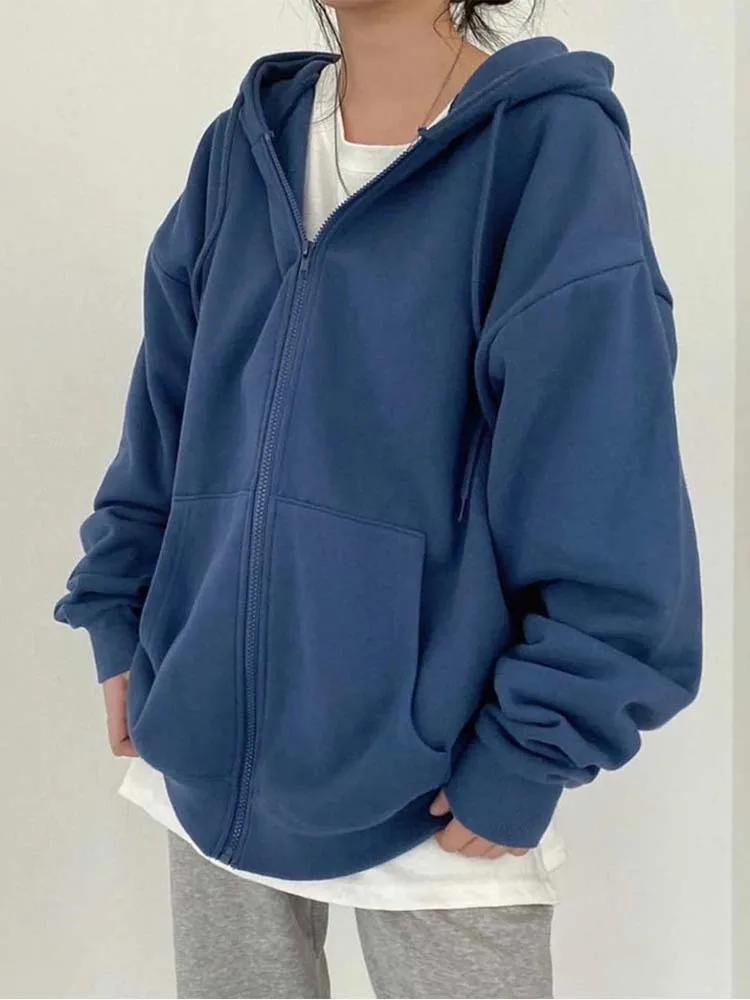 Женские толстовки Harajuku корейская версия свободные винтажные однотонные с