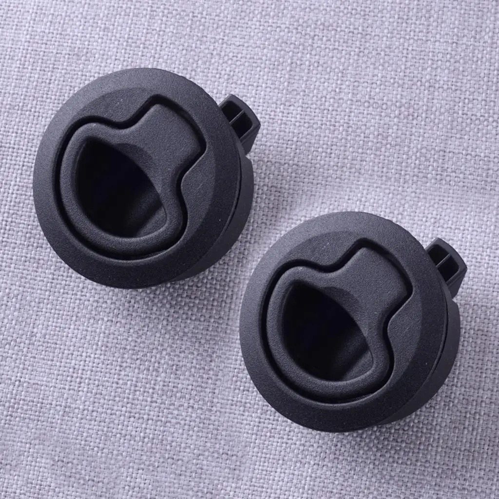 

2Pcs Black Slam Latch Hatch Flush Pull Lock Door Deck Boat Marine Drawer Hardware 2" Hole Cutout Durable