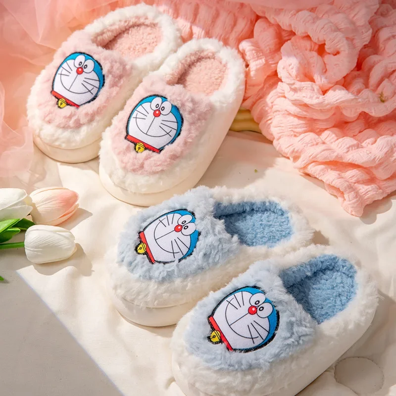 Хлопковые тапочки Doraemon три цвета Зимние Симпатичные Теплые Детские хлопковые с