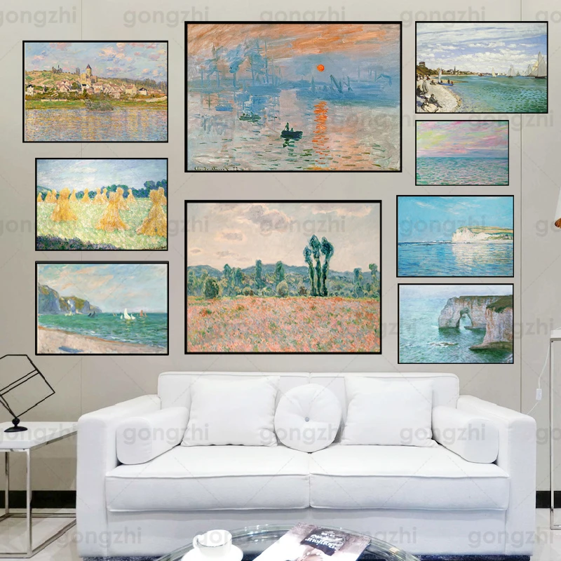 

Famous Claude Monet Canvas Painting poster and prints Fashion Modern Wall art pictures For Living room bedroom dinning room cafe