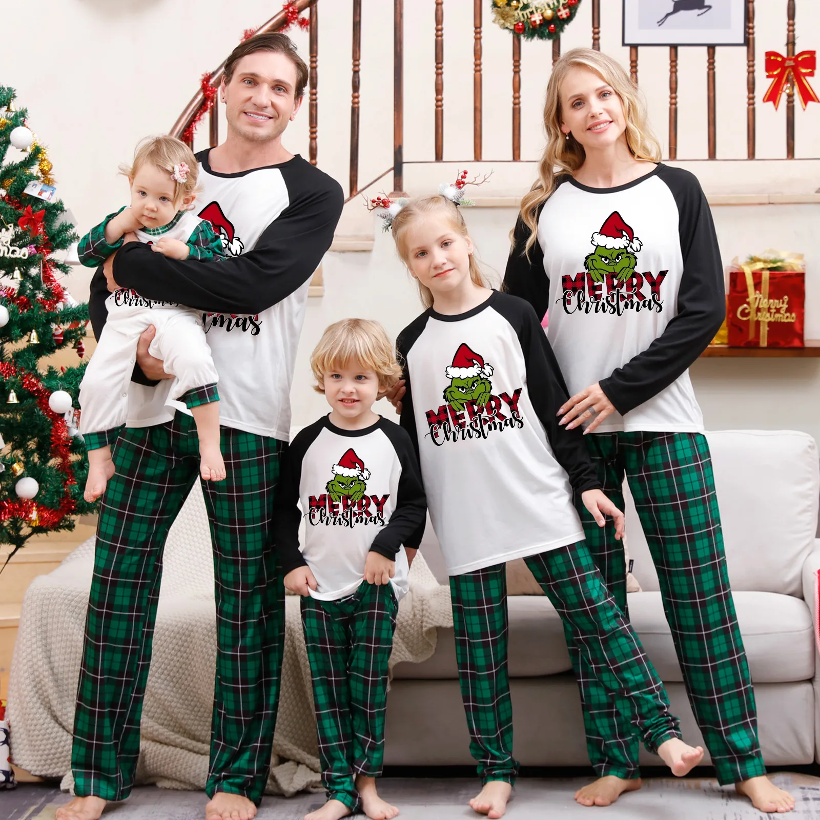 

Пижамный комплект на Рождество, женские, мужские, детские брюки с длинным рукавом и принтом Санта Клауса, Рождественская домашняя одежда