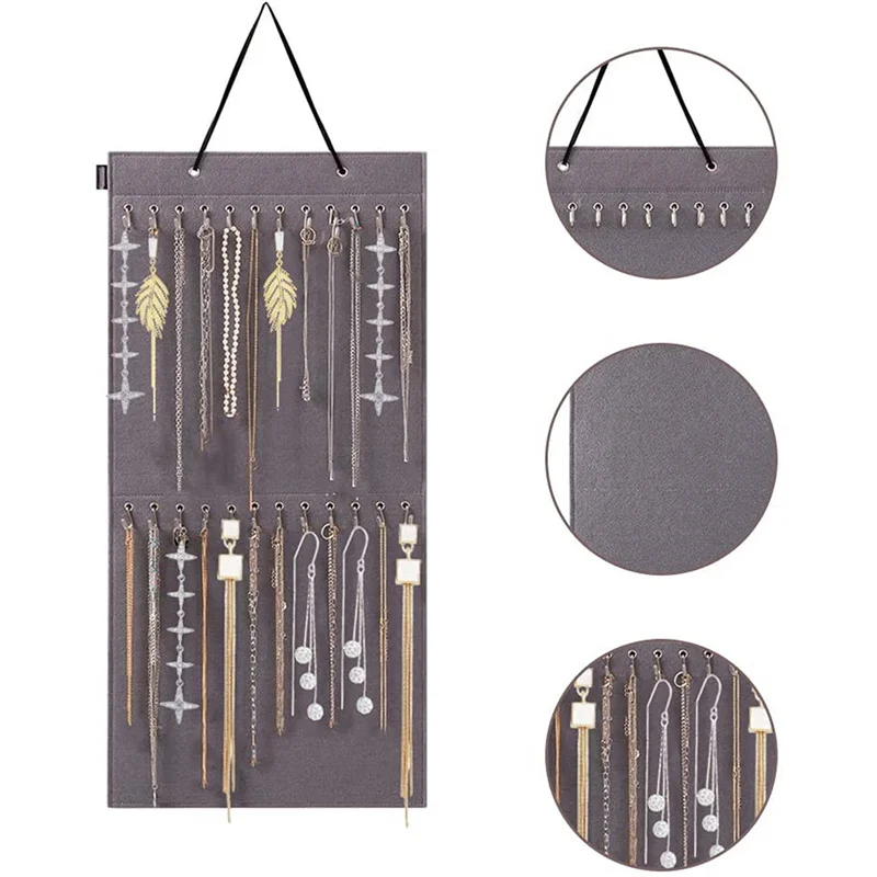 

Органайзер для подвешивания ожерелья, держатель для демонстрации ювелирных изделий, настенная сумка большой емкости из войлока для подвешивания браслетов, сережек