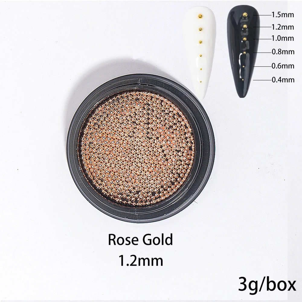 HNUIX Nail Art Tiny 0.8-3mm Steel Caviar Beads Mixed Size 3D Design Rose Gold Gold Silver Black Jewelry Manicure DIY Decoration images - 6