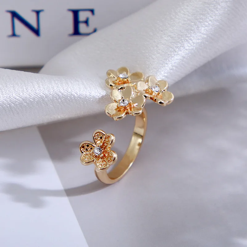 Новинка 2022, кольцо в стиле ретро, модное кольцо в стиле барокко с лепестками бриллиантов и цветами, индивидуальное модное кольцо