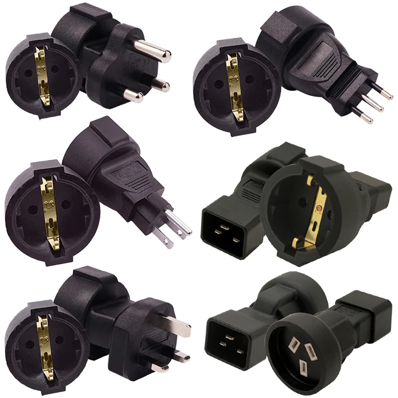 

New European German to US UK AU EU plug adapter Italy Switzerland America PDU C13 C14 C20 to US 5-15R 6-15R Convert Power Socket