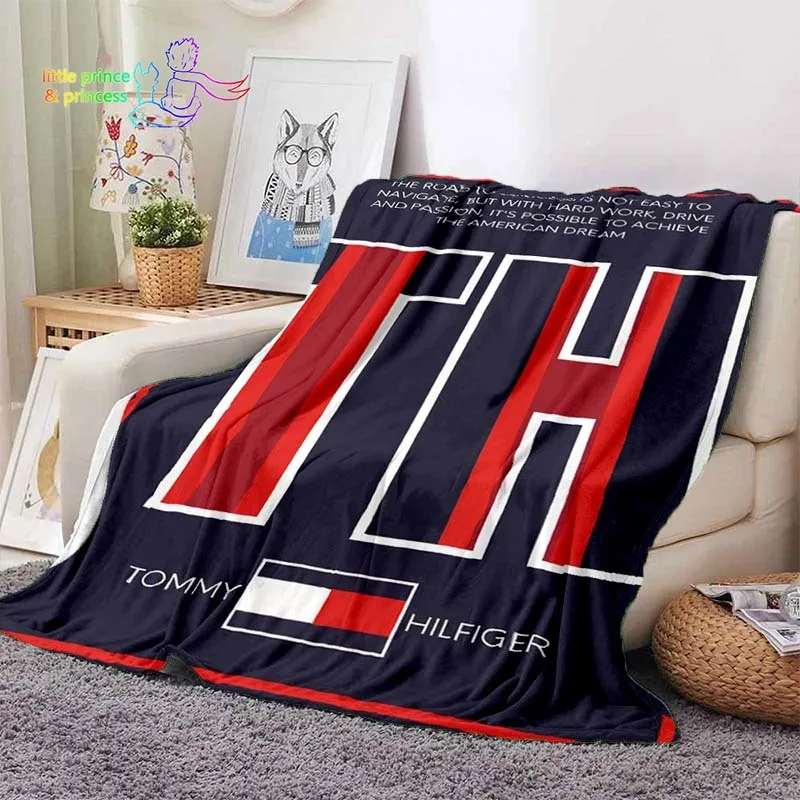 

Модное одеяло T-Tommy-hilfiger с принтом логотипа, мягкое и удобное одеяло, домашнее дорожное одеяло, подарок на день рождения