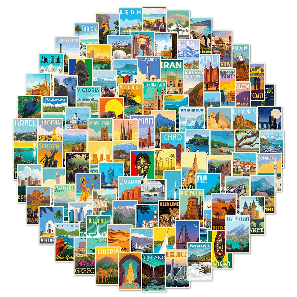 25/50/100 шт. всемирно известные строительные наклейки эстетические для путешествий