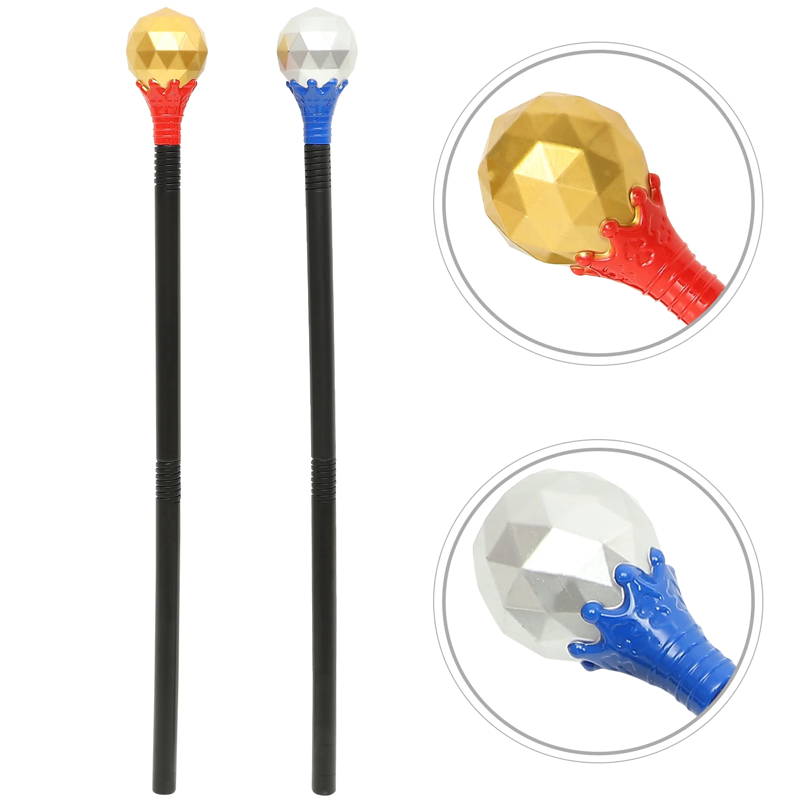 

2 Pcs Cosplay Cane Prop Costume Childrens Toys Wand Props Witch Round Head Party Make