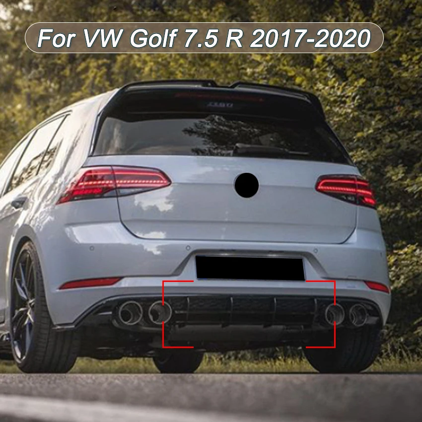 

Car Rear Bumper Diffuser Spoiler Lip Rear Bumper Protector For VW Golf 7.5R Mk 7.5R 2017 2018 2019 2020 Body Kits Tuning Black