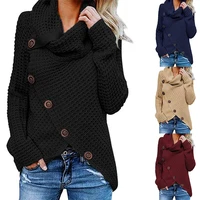 2022 autumn winter turtleneck women winter sweater warm irregular knit thick asymmetrical